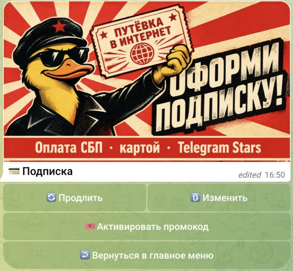 «💳 Подписка»: продление, смена тарифа и промокод